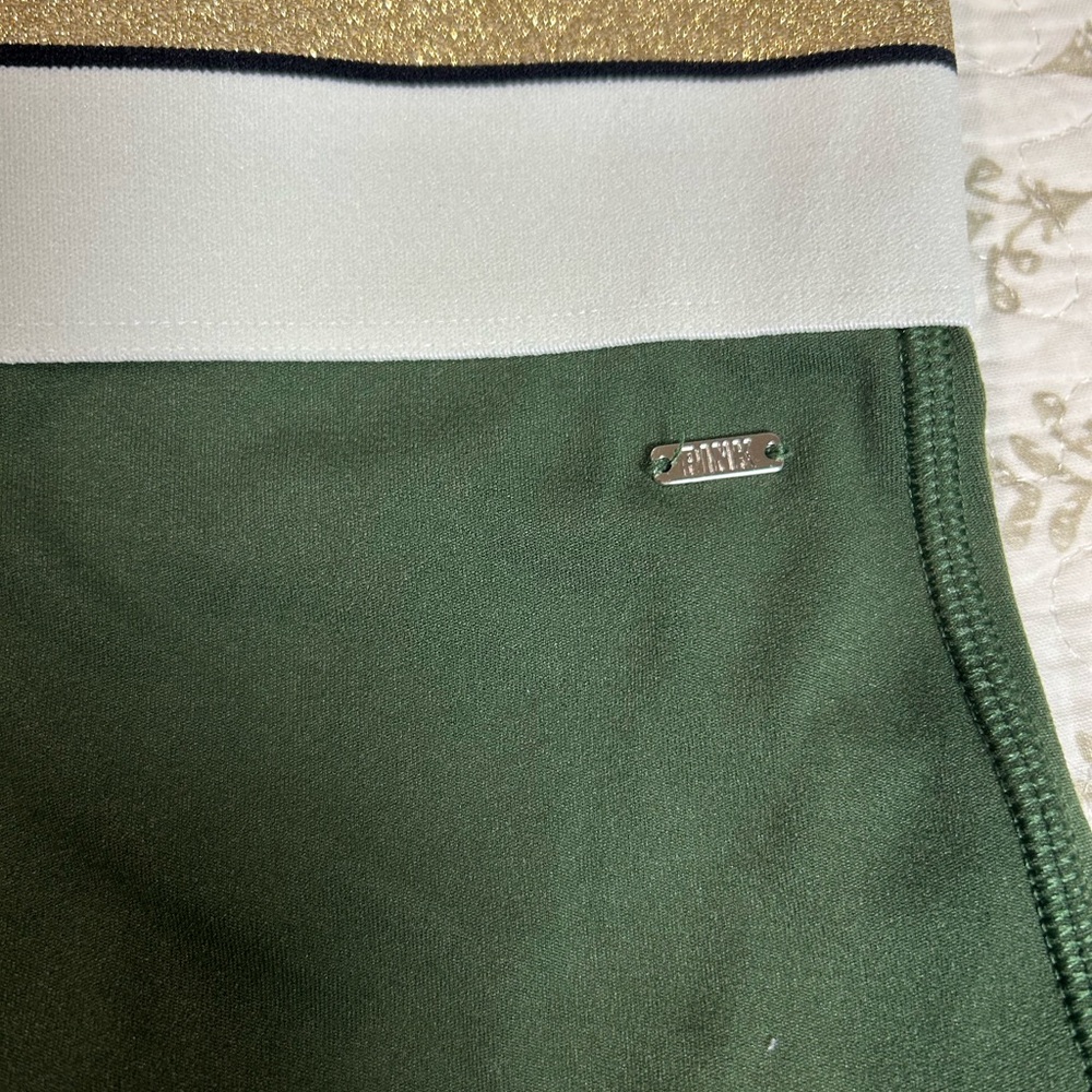 Pink Active Victoria's Secret Green White Gold Elastic Waist Athletic Leggings M - Picture 3 of 9